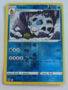 Pokemon Glalie Blue and Yellow Trading Card